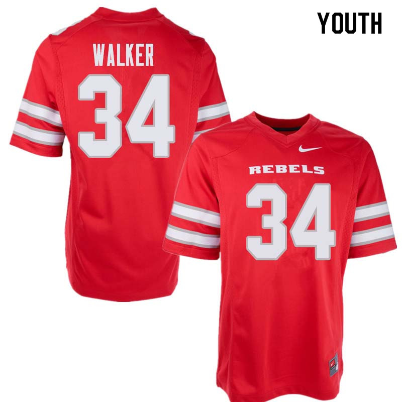Youth UNLV Rebels #34 Rashad Walker College Football Jerseys Sale-Red